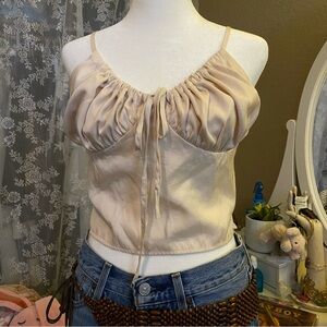 Elegant Cream Ruched Women's Top